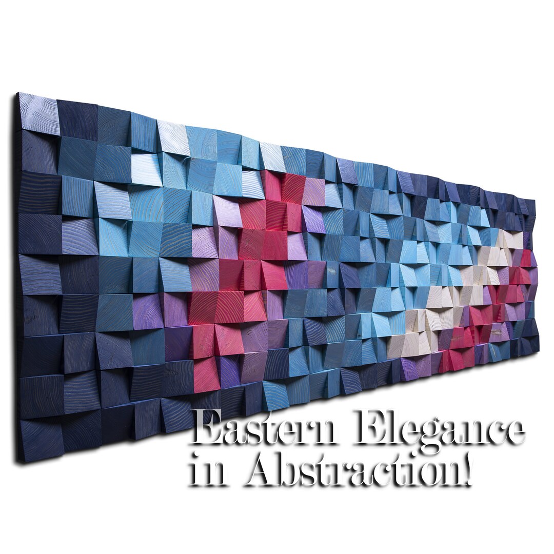 Abstract Asian Inspired Wall Art Abstract Wall Art in Blue and Red Etsy