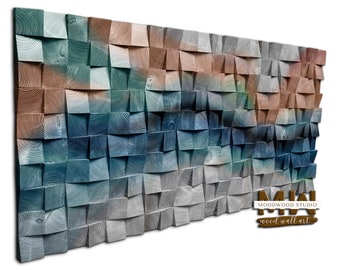 Modern Japandi Textured Wood Wall Art with 3D Abstract Painting