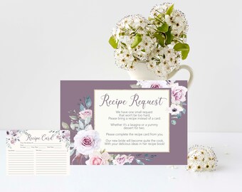 Receptverzoekkaart, receptenkaart, bruidsdouche, bruiloft, keukenthee, INSTANT DOWNLOAD