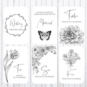 Cartes milestone de mariage, cartes 4x6.  Téléchargement instantané.