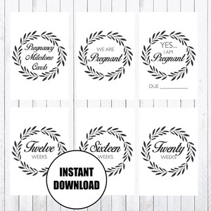 Cartes d'étape de grossesse, cartes 4x6, simple jalon, noir et blanc, accessoires de photo, INSTANT DOWNLOAD