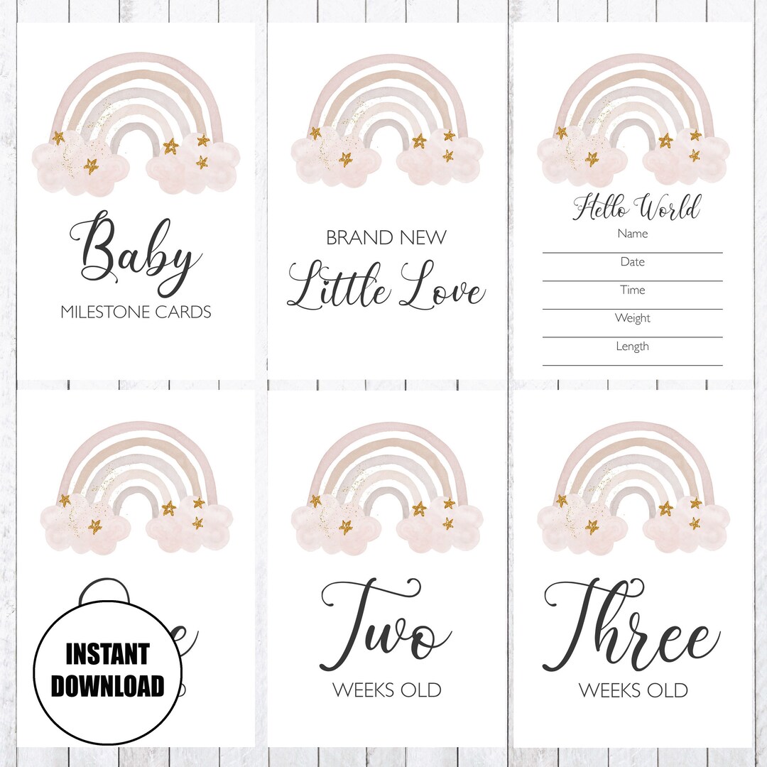Baby Milestone Cards, 4x6 Cards, Rainbow, INSTANT DOWNLOAD - Etsy