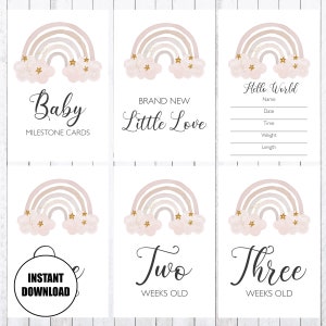 Baby Milestone Cards, 4x6 Cards, Rainbow, INSTANT DOWNLOAD