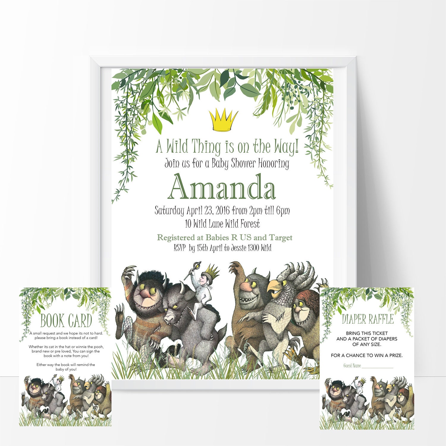 Where the Wild Things Are Baby Shower Invitation Book Card - Etsy