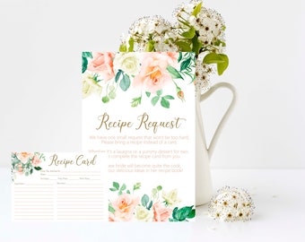 Receptverzoekkaart, receptenkaart, bruidsdouche, bruiloft, keukenthee, INSTANT DOWNLOAD