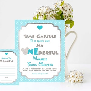 Mickey Mouse Time Capsule Schild und Karten, 1st Geburtstag, 8 x 10 Print, 4 x 6 oder 5 x 7 Message Cards Bearbeiten und drucken Sie Ihr eigenes Andenken