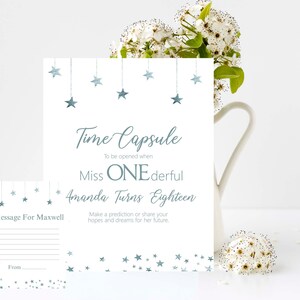 Twinkle Twinkle Little Star Time Capsule Sign and Cards, 1st Birthday ,8x10 Print, 4x6 or 5x7 Message cards Edit and Print your own Keepsake