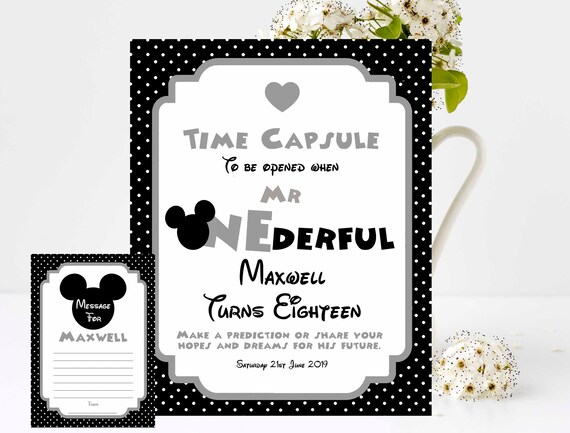 Mickey Mouse Time Capsule Sign and Cards 1st Birthday 8x10 | Etsy