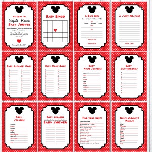 Mickey Mouse Baby shower Games. Baby Shower Games, Edit and Print your own Invitation.