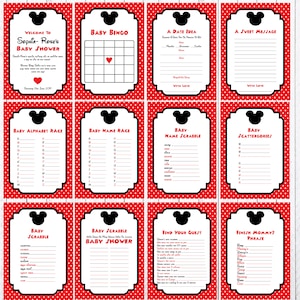 Mickey Mouse Baby shower Games. Baby Shower Games, Edit and Print your own Invitation.