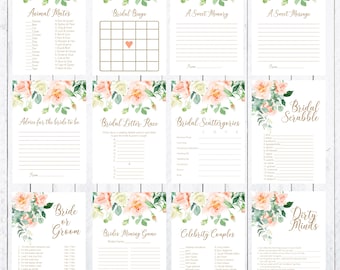 Spellen voor vrijgezellenfeest, uitnodiging voor vrijgezellenfeest en bedankje, keukenthee, vrijgezellenfeest, bewerk en print je eigen douche, direct downloaden