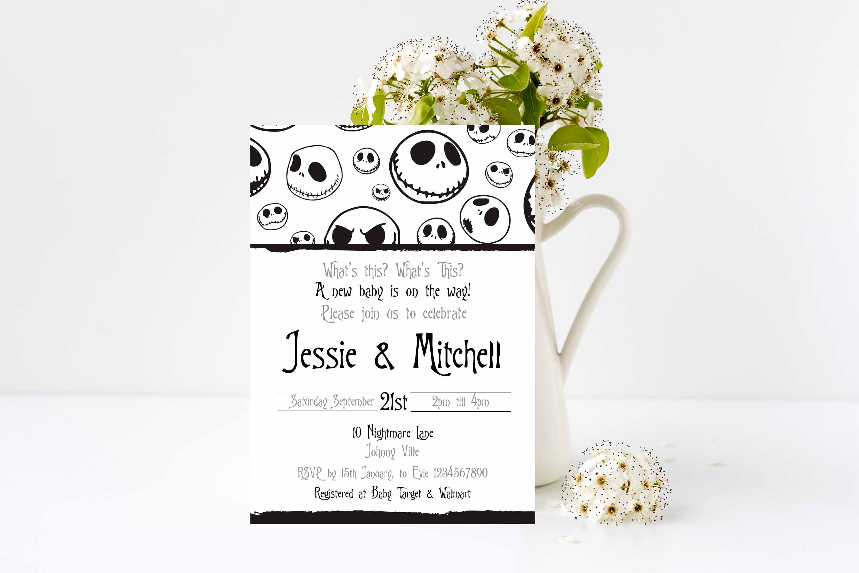 Nightmare Before Christmas Baby Shower Invitation Edit and - Etsy
