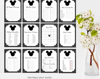 Mickey Mouse Babyshower-spellen. Babyshowergames, print je eigen games