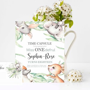 Australische dieren Tijd Capsule Teken en kaarten, 1e verjaardag, 8x10 afdrukken, 4x6 of 5x7 berichtkaarten Bewerken en afdrukken van uw eigen aandenken