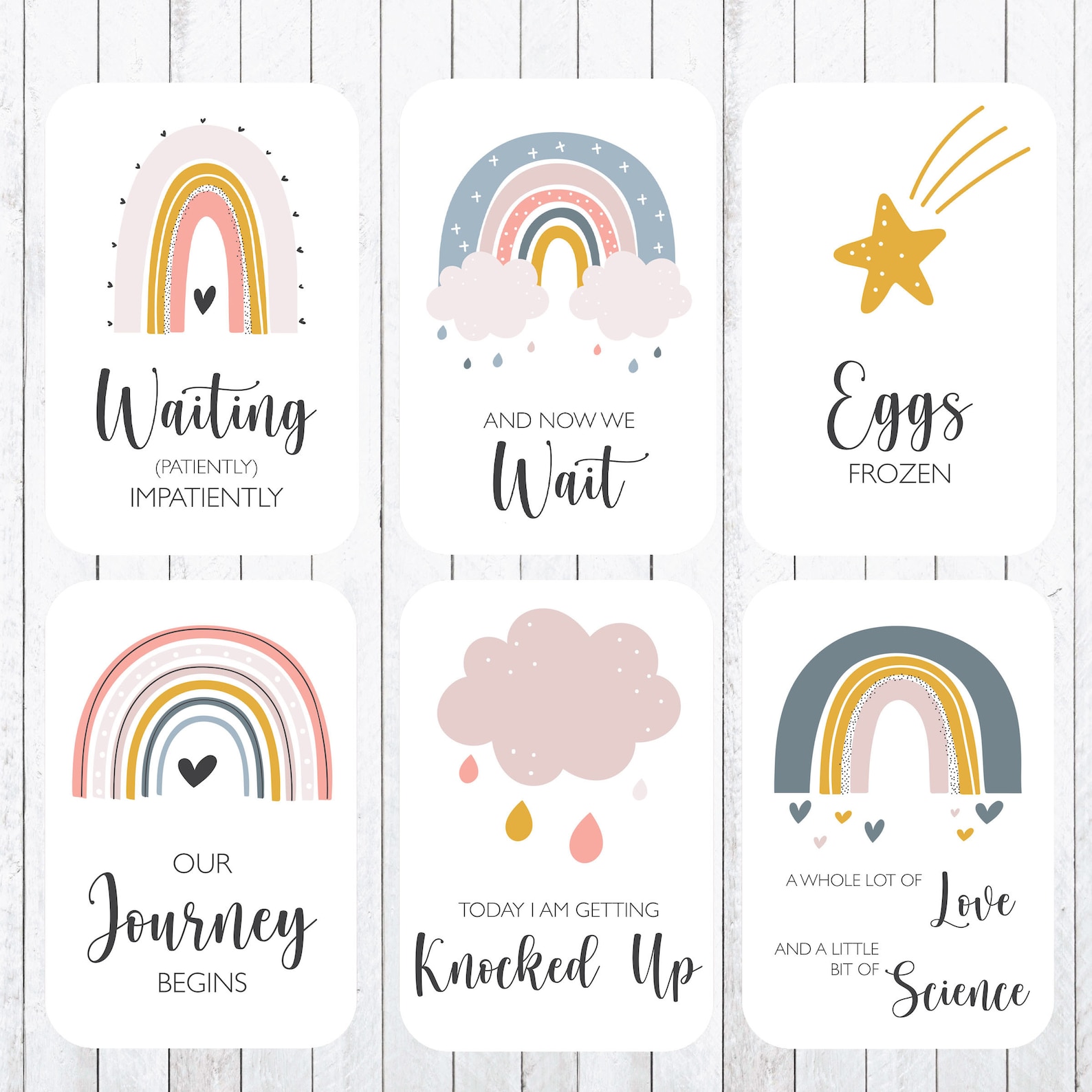 ivf-milestone-cards-4x6-cards-rainbow-baby-instant-etsy