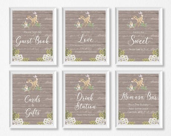Bambi-tafel 8 x 10 borden, verjaardag, babyshower, tafeldecoratie, 1e verjaardag, bewerk en print je eigen borden