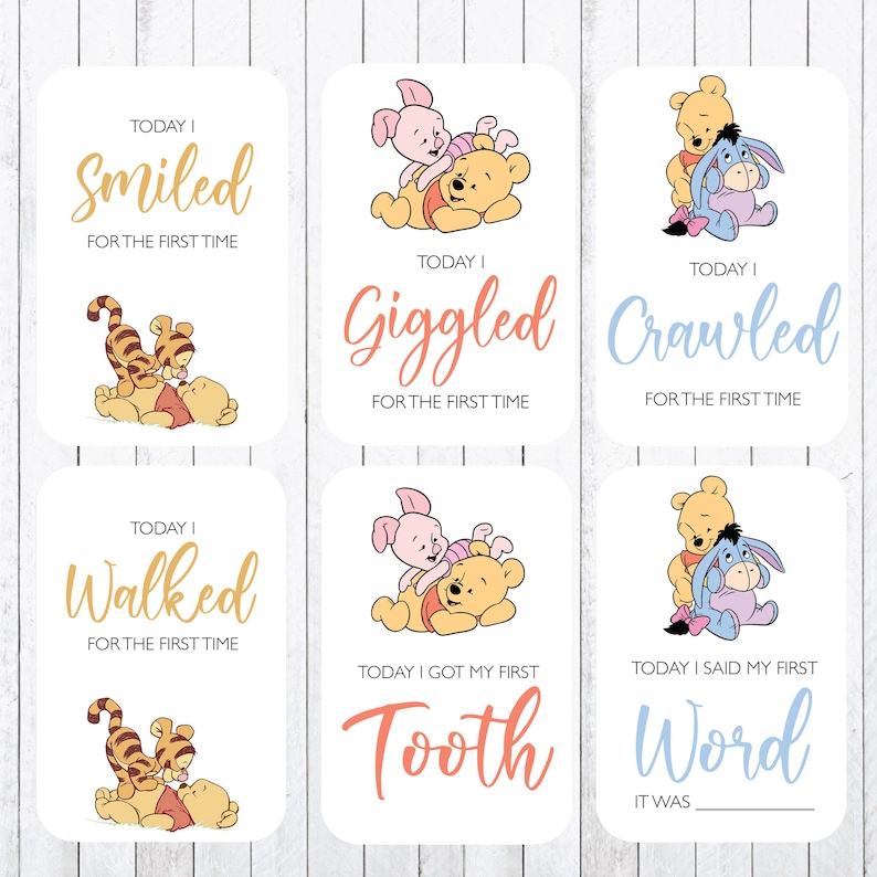 Winnie the Pooh Baby Milestone Cards, Photo Props (digital Download) - Etsy