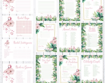 Flamingo Bridal Shower Games,  34 Games, Kitchen Tea, Bachelorette, Wedding Games, Instant Download