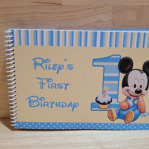 Micky Maus personalisiertes Geburtstags-Gästebuch, 1. Geburtstag, Erinnerungsbuch