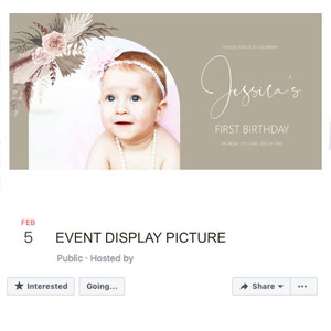Boho Facebook Event Cover, Virtual Baby Shower Invitation, Birthday, Bridal Shower, Edit and Create Your own Banner