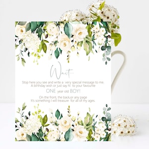 Sweet Rose Guest Book Sign, 1st Birthday, Baby Shower, suite any event.  Print, Edit and Print your own guest book sign
