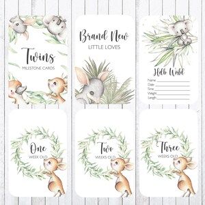 Twins Milestone Cards, 40 cartes 4x6, Animaux australiens, TÉLÉCHARGEMENT INSTANTANÉ, Imprimez les vôtres