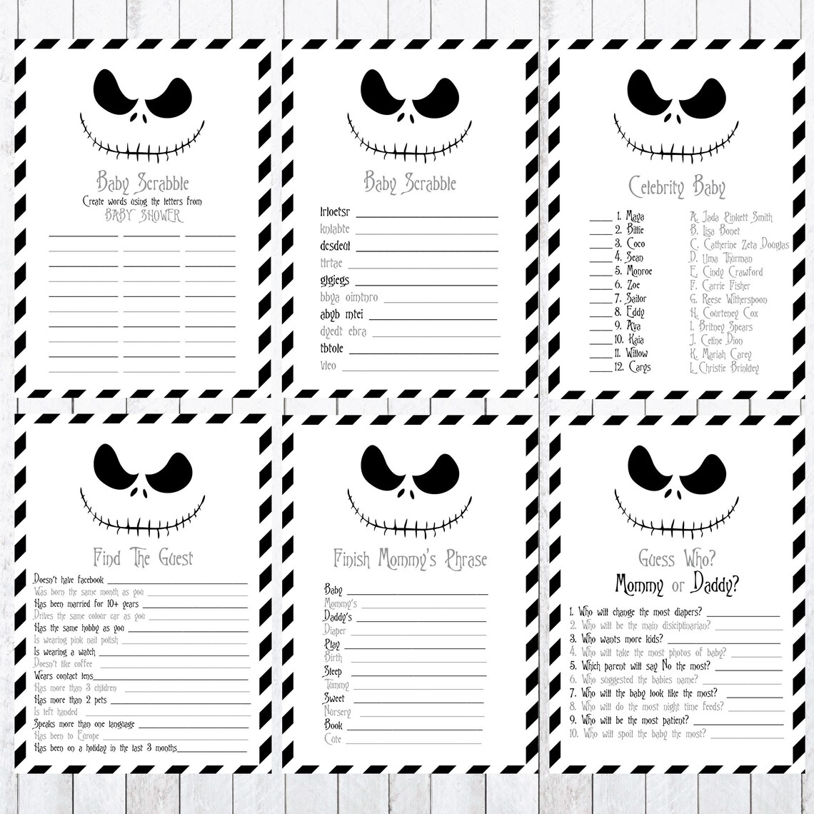 Nightmare Before Christmas Baby Shower Games. Instant Download - Etsy