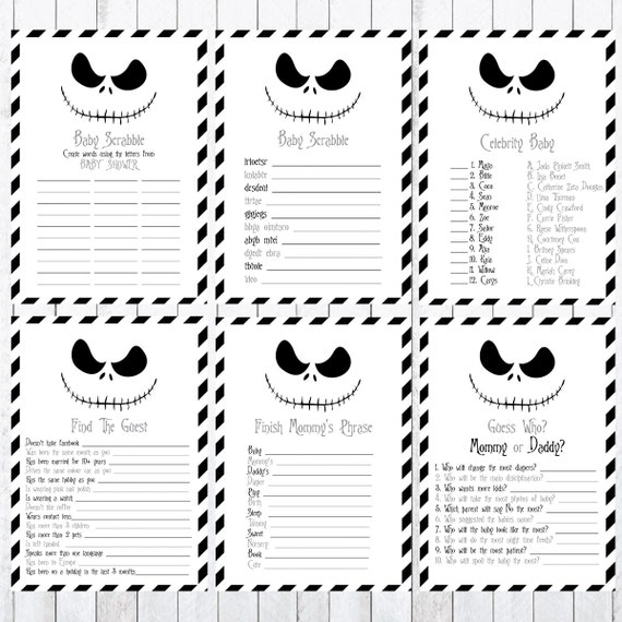 Nightmare Before Christmas Baby Shower Games. Instant Download 