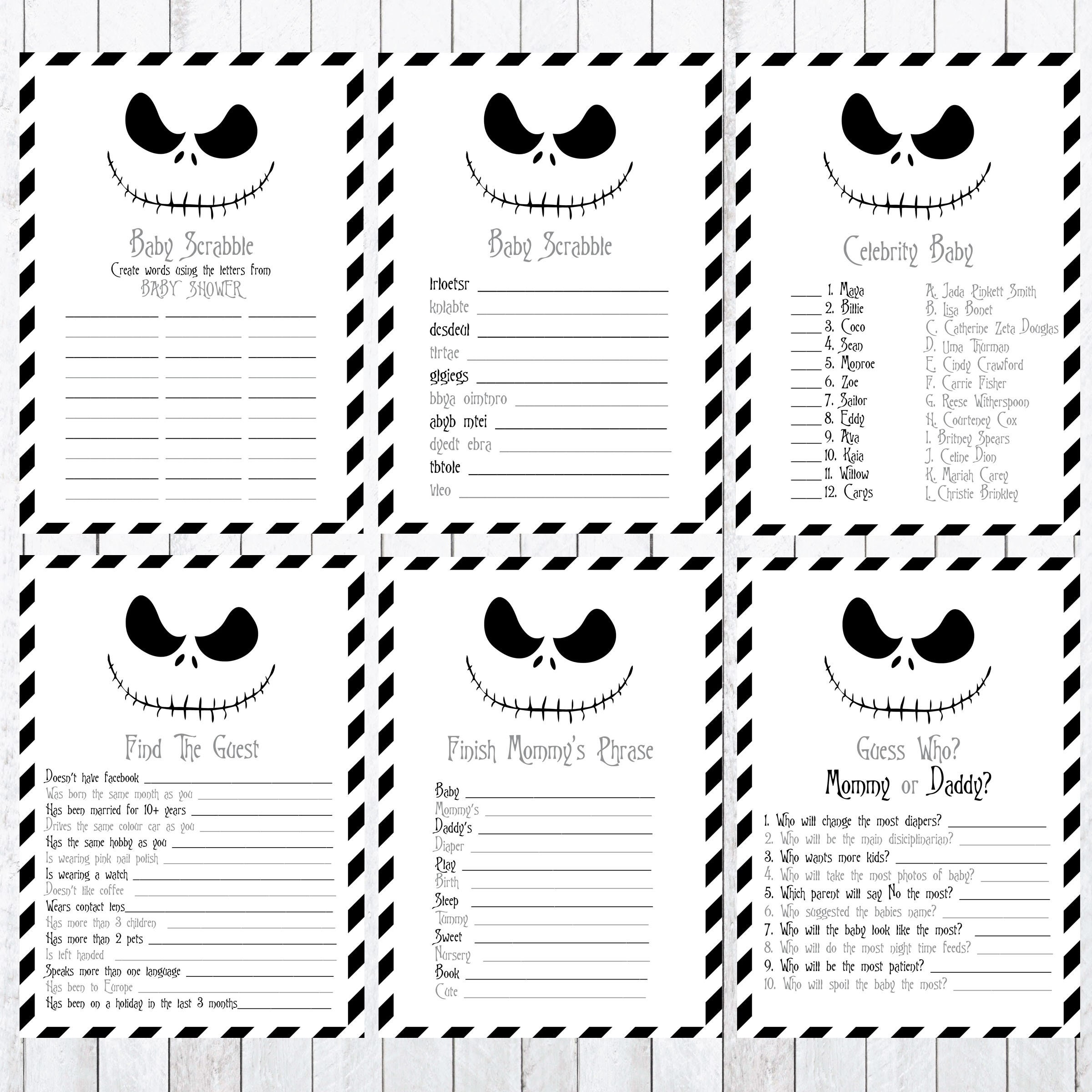 Nightmare Before Christmas Baby Shower Games. Instant Download - Etsy