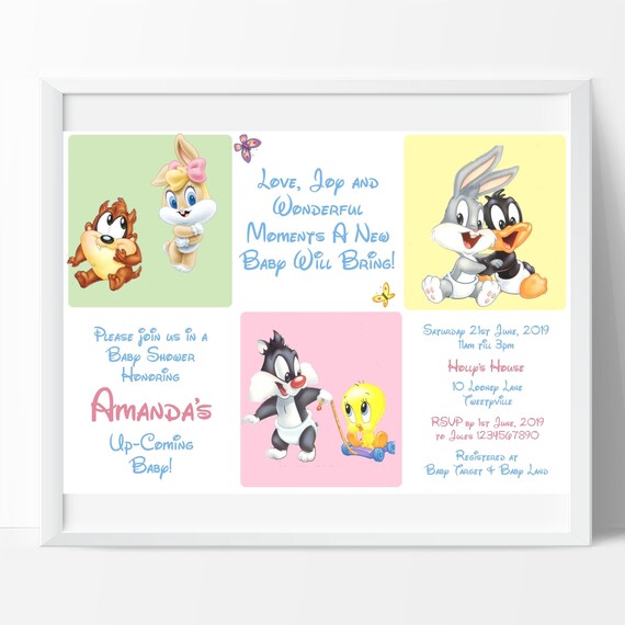 tweety bird baby shower invitations