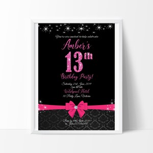 13th Birthday Invitation,  Edit and print your own Invitation