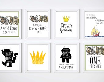 Where the wild things are 8x10 Signs, Birthday, Baby Shower, Table Decor, 1st birthday, 15 Signs,  INSTANT DOWNLOAD