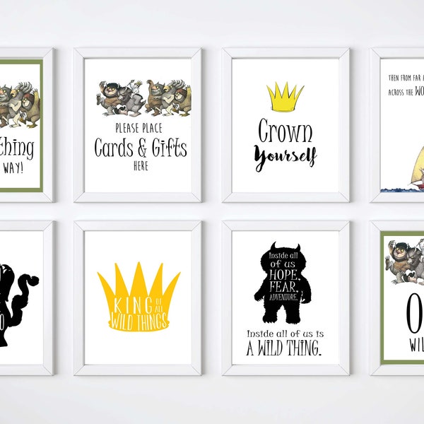 Where the wild things are 8x10 Signs, Birthday, Baby Shower, Table Decor, 1st birthday, 15 Signs,  INSTANT DOWNLOAD