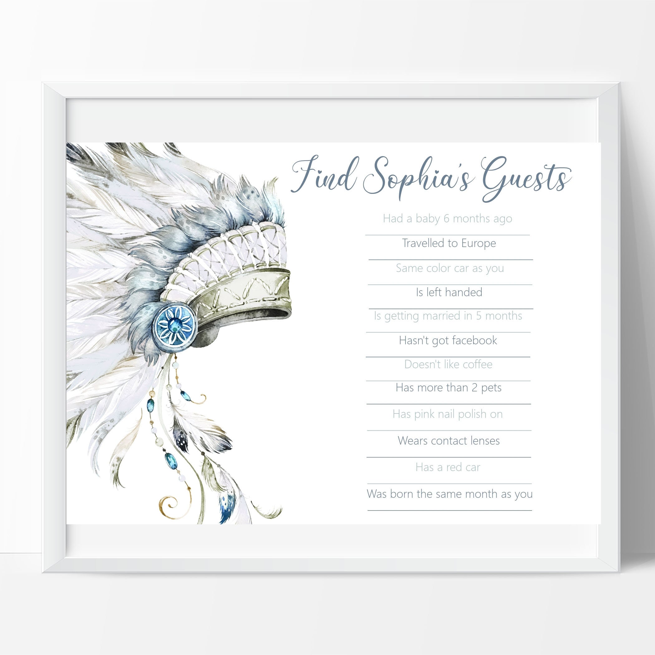 Little Chief Find the Guest Game Create Your Own Game Card. - Etsy