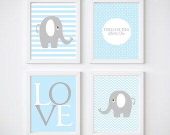 Elephant Nursery Print, Climb Trees. Frames Not Included.