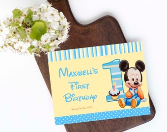 Mickey Mouse 1e verjaardag-gastenboek, maak je eigen gastenboek, bewerk en print je eigen gastenboek.