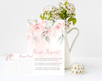 Receptverzoekkaart, receptenkaart, bruidsdouche, bruiloft, keukenthee, INSTANT DOWNLOAD