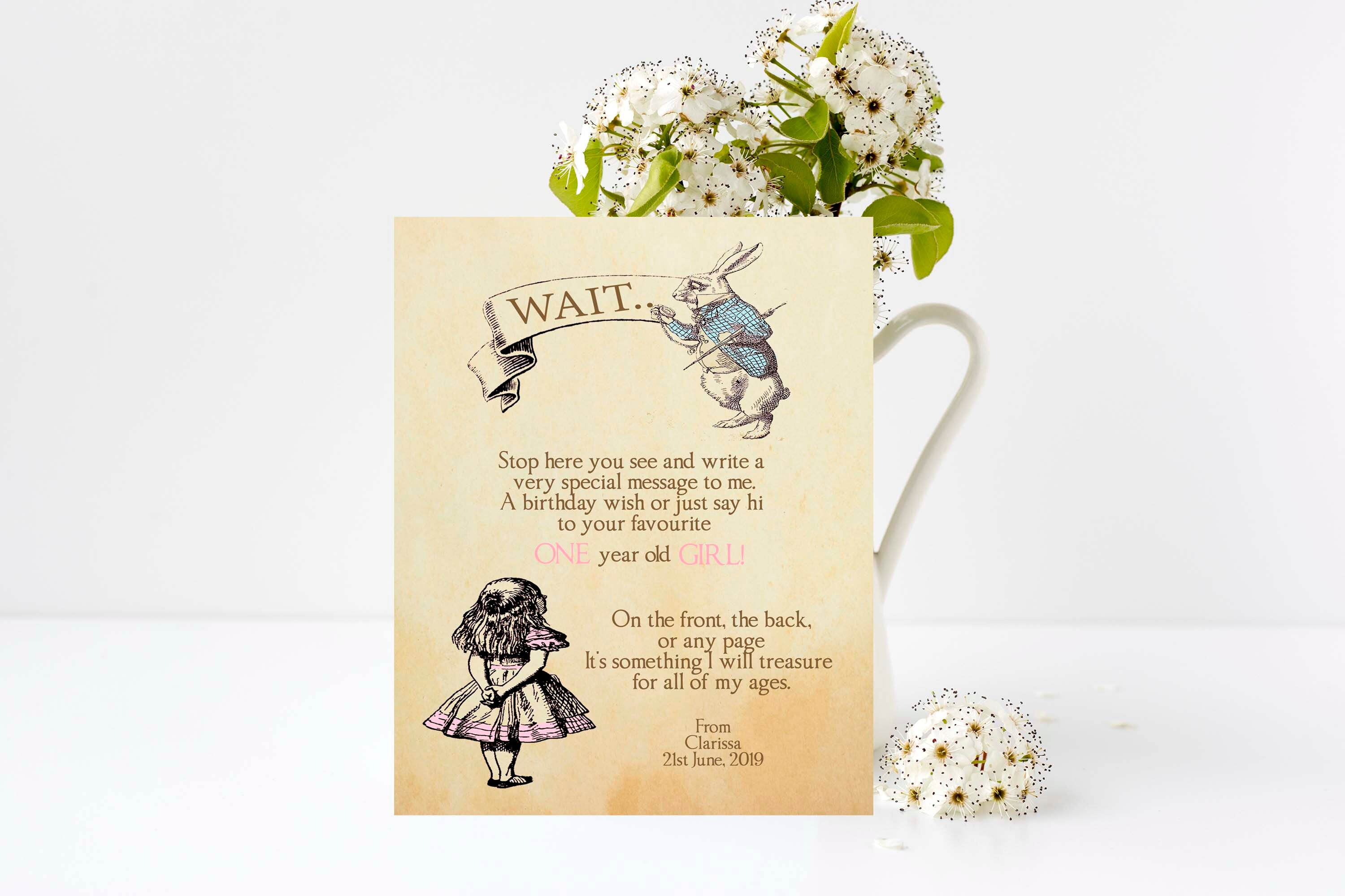 Alice in Wonderland Guest Book Sign Baby Shower New baby 1st Etsy