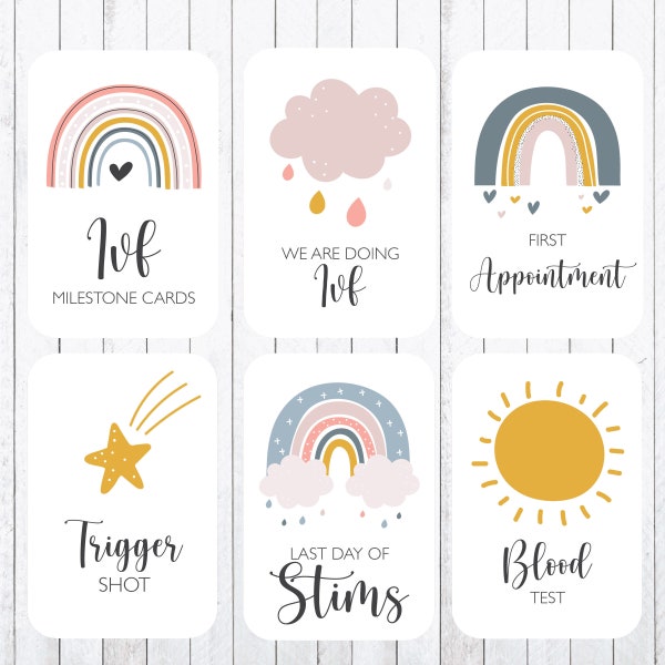 IVF Milestone Cards, 4x6 Cards.  Rainbow Baby, Instant Download.