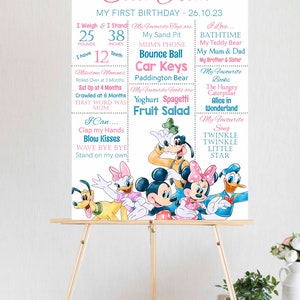Lavagna per compleanni Mickey Mouse Clubhouse, 1° compleanno, Minnie Mouse, modifica e stampa la tua lavagna