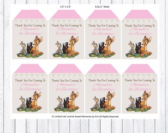 Bambi Gift Tags, Baby Shower, Birthday, Christening,  Edit and Print your Own gift tags