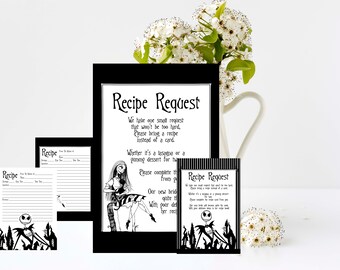 Receptverzoekkaart, receptenkaart, bruidsdouche, bruiloft, keukenthee, INSTANT DOWNLOAD
