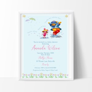 Winnie The Pooh Babypartyeinladung, bearbeiten und drucken Sie Ihre Eigenen
