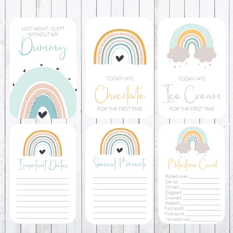 Baby Milestone Cards 4x6 Cards. Rainbow and Clouds Instant - Etsy