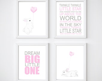 Bunny Nursery Print, Twinkle Twinkle little star. Frames Not Included. DIGITAL DOWNLOAD, SALE!!