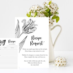 Cartão de solicitação de receita, cartão de receita, chá de panela, casamento, chá de cozinha, DOWNLOAD INSTANTÂNEO