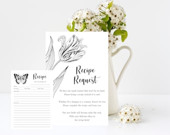 Receptverzoekkaart, receptenkaart, bruidsdouche, bruiloft, keukenthee, INSTANT DOWNLOAD