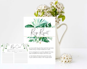 Receptverzoekkaart, receptenkaart, bruidsdouche, bruiloft, keukenthee, INSTANT DOWNLOAD