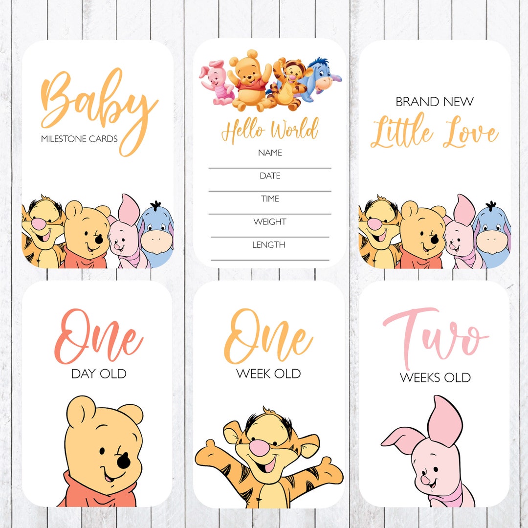Winnie the Pooh Baby Milestone Cards, Photo Props (digital Download) - Etsy