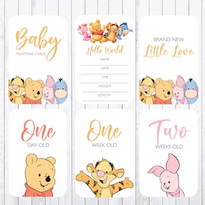 Cartes bébé étape importante, cartes 4 x 6, Winnie l'ourson, imprimez les vôtres. VENTE !!!